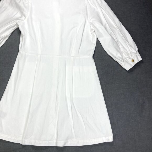 Who What Wear Denim Dress Women M White Classic Puffer Sleeve Sophisticated Chic - Picture 9 of 16